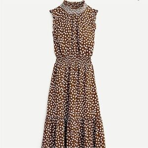 J.Crew Smocked Waist Midi Dress in Polka Dot